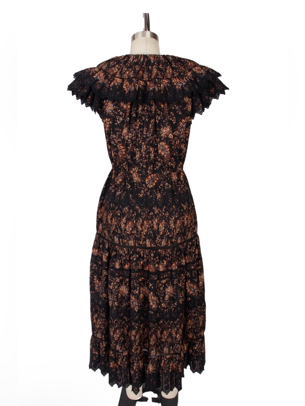 Ulla Johnson Jacqueline Dress Handmade Black Floral Lace Midi Dress - Picture 4 of 15